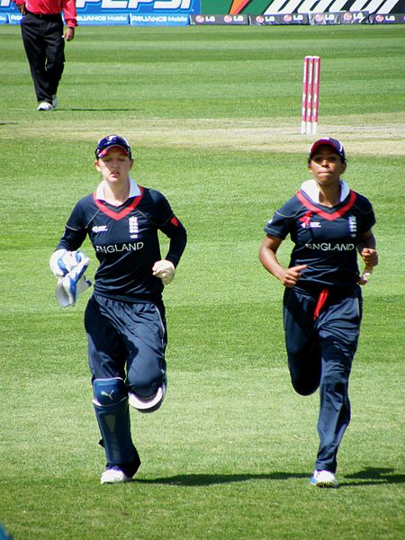 Sarah Taylor and Ebony Rainford-Brent at the ICC Women's Cricket World Cup in Sydney, March 2009.